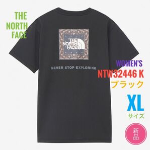 新品☆ノースフェイス バンダナスクエアロゴ ティー Tシャツ K ブラック XL