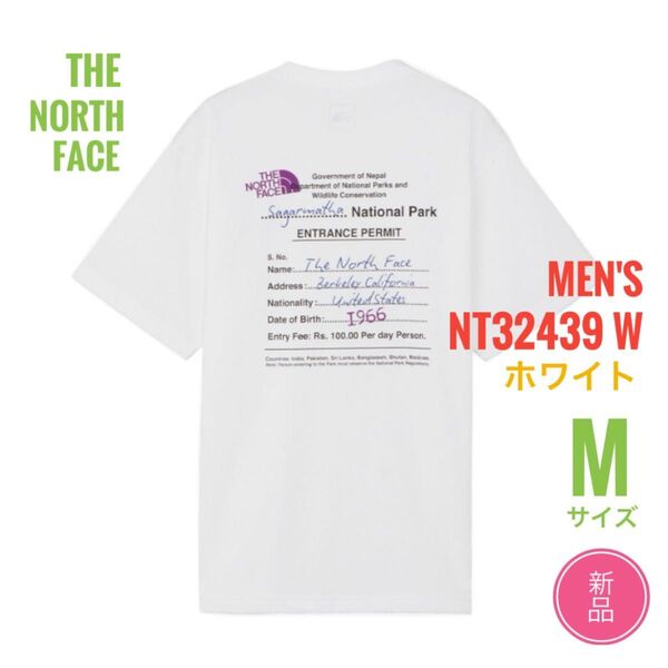 新品☆ノースフェイス エントランスパーミッションティー Tシャツ メンズ M ホワイト