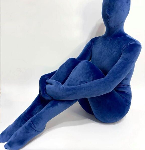 ダークブルー ベロアゼンタイ 全身タイツ zentai ゼンタイオーダーメイド 布地 ベロア leohex amoresy