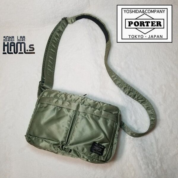 良品 PORTER ポーター タンカー ショルダーバッグ S 2層 カーキ セージグリーン 吉田カバン TANKER