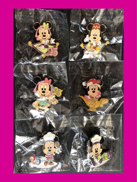 レア 非売品 東京ディズニー 25周年 ピンバッジ 6個セット