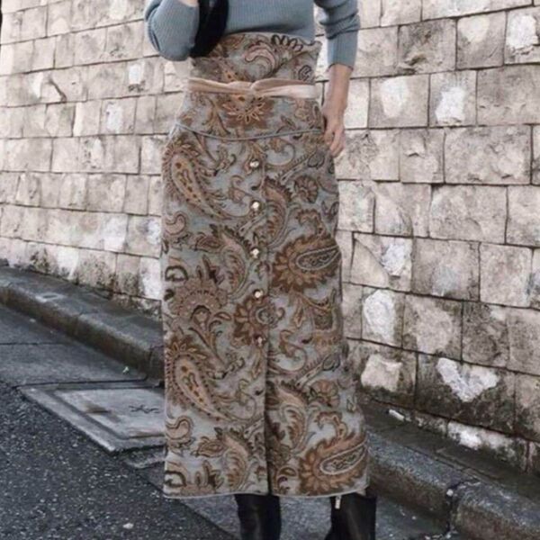 PAISLEY RUG SKIRT ペイズリー柄 総柄 ジャガード ゴージャス タイトスカート ロングスカート