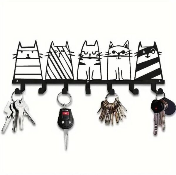 ウォールフック アイアンフック 猫 ねこ ネコ 壁掛け フック キーフック アンティーク 止めビス付き