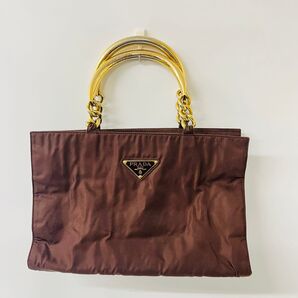 PRADA プラダ テスートナイロン メタルハンドル ハンドバッグ トートバッグ
