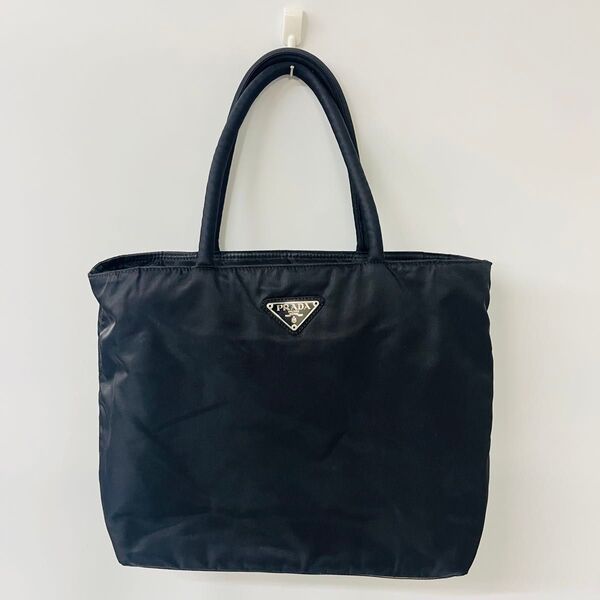 PRADA プラダ テスートナイロン ハンドバッグ 三角ロゴプレート ブラック系