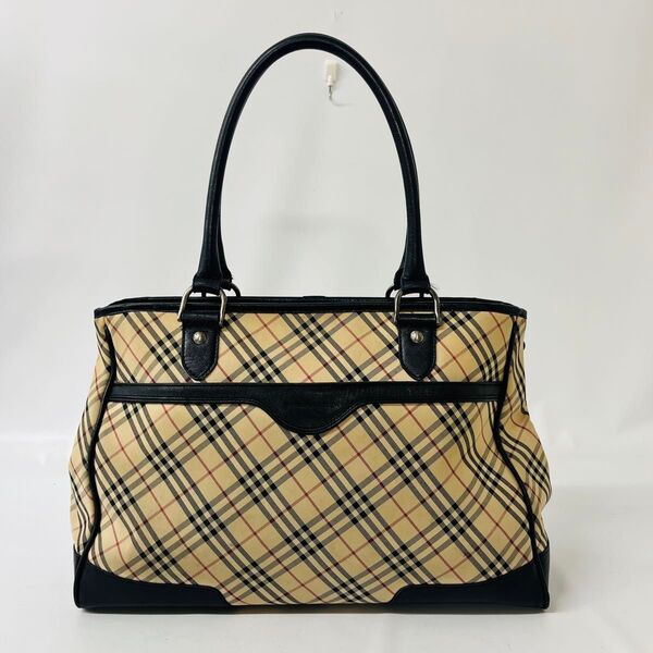 BURBERRY バーバリー ノバチェック トートバッグ ハンドバッグ ベージュ キャンバス