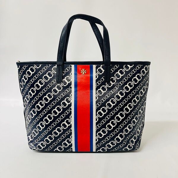 美品 TORY BURCH ジェミニリンク チェーン柄 2WAY トートバッグ