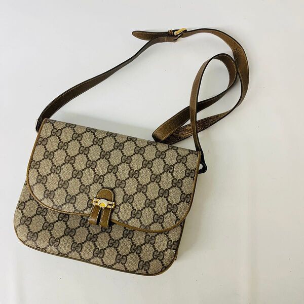 GUCCI オールドグッチ ショルダーバッグ GG柄 ブラウン