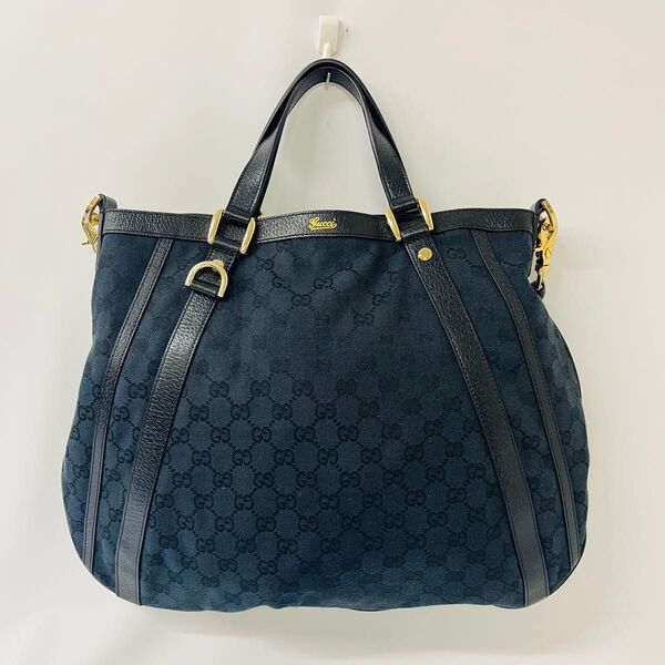 美品 GUCCI アビー GGキャンバス 2WAY ショルダーハンドバッグ 黒