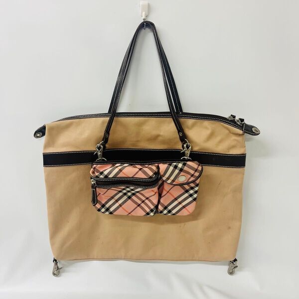 BURBERRY BLUE LABEL ノバチェック ポーチ付き トートバッグ