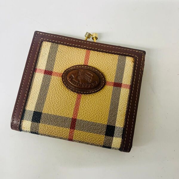 BURBERRY バーバリー ノバチェック がま口 二つ折り財布 ベージュ