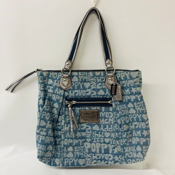 COACH コーチ ポピー デニム グラムトートバッグ 大容量 A4 16988