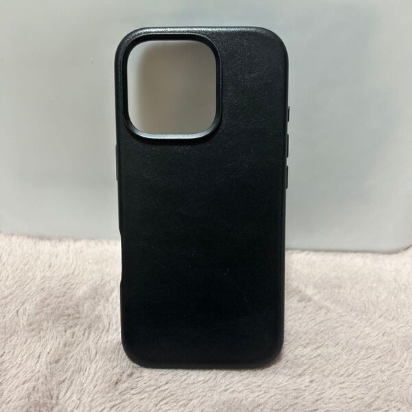 Kingflag iPhone 16 Pro用 本革レザーケース ブラック