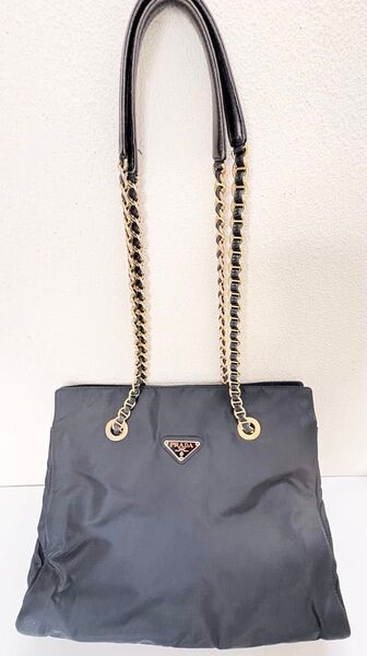 美品 PRADA プラダ チェーントート ショルダーバッグ B4394 ギャランティカード付き