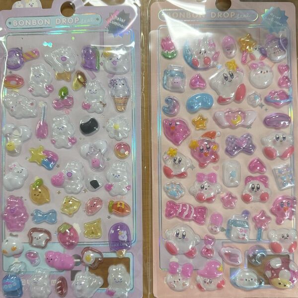 ボンボンドロップシール カービィうざぎ 2枚セット ぷくぷくシール 立体