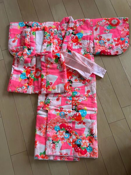 女の子 着物セット ピンク 花柄 七五三 ひな祭り 綿入れ