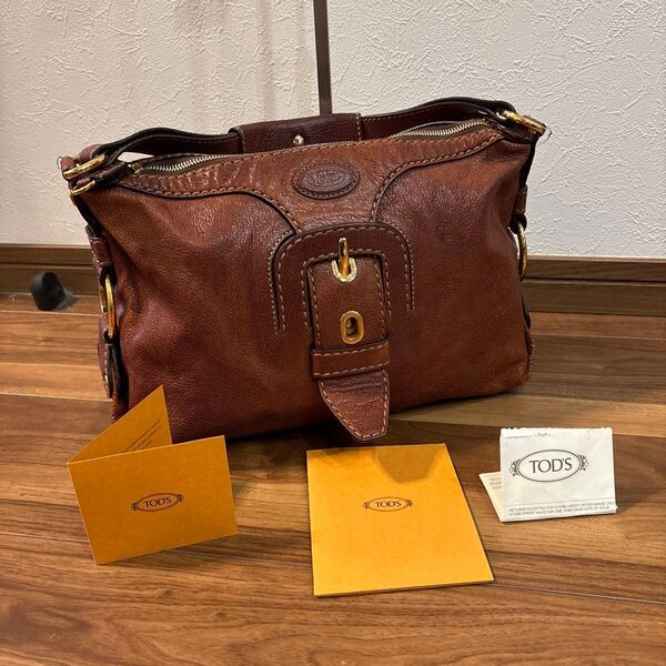 【美品】TOD’S トッズ レザー 本革製 ハンドバッグ ギャランティー付