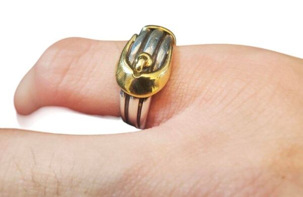シルバー 18k ゴールド ヴィンテージ リング 10号生産国 Italy