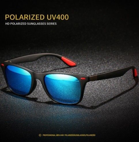 激安 新品 送料込み UV400 偏光レンズ ミラー サングラス 黒/青605427