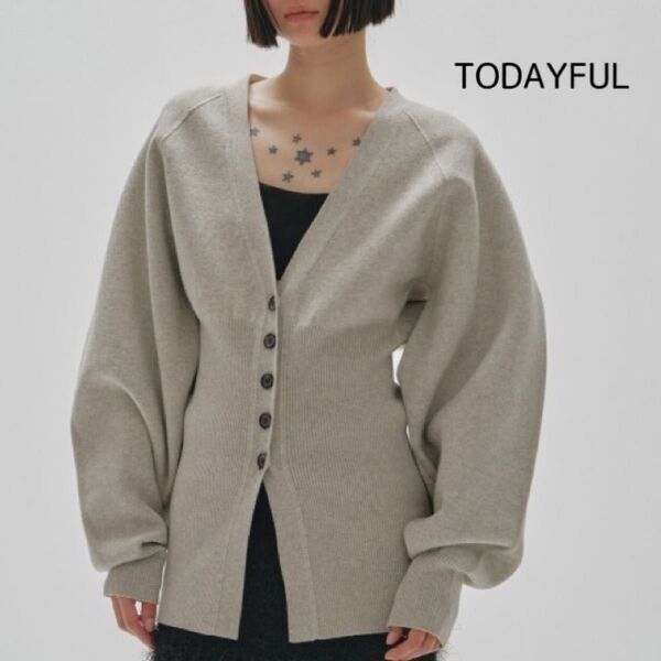 美品 今期! TODAYFUL 24AW ウエストシェイプ ニットカーディガン トゥデイフル