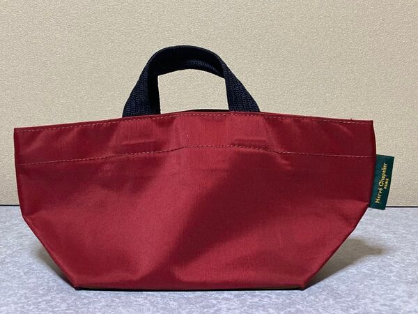 Herve Chapelier ミニトートバッグ 舟形 レッド×ブラウン