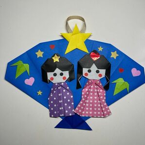 壁面飾り 折り紙 ハンドメイド 保育園 幼稚園 七夕 織姫 彦星 壁面飾り