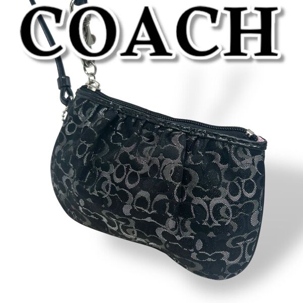 COACH コーチ リストレットポーチ キャンバス ミニシグネチャー 小物入れ アクセサリーポーチ ポシェット ブラック