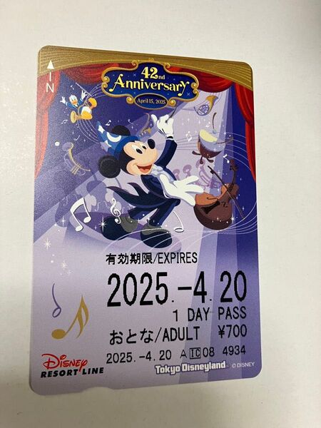 ディズニーランド42周年記念 リゾートライン フリーきっぷ 使用済