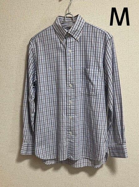 UNIQLO ユニクロ チェック柄 ボタンダウン 長袖シャツ Mサイズ メンズ 綿100%