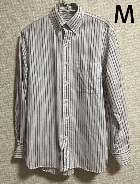 UNIQLO ユニクロ ストライプ ボタンダウン 長袖シャツ Mサイズ メンズ 綿100%