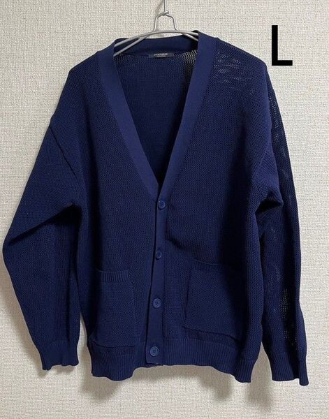 IVANHOE アイバンホーVネック 長袖 カーディガン L ネイビー 無地 メンズ