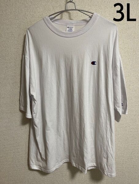 Champion チャンピオン 半袖 Tシャツ 刺繍ロゴ ホワイト 3L メンズ 綿100%