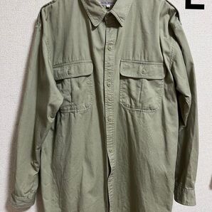 FRIENDLY ORIGINAL ミリタリー シャツ Lサイズ メンズ カーキ 綿100%