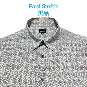 Paul Smith シャツ 美品 小花柄 総柄 ボタニカル柄 グレー系 L 長袖シャツ