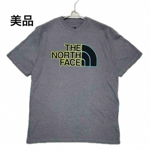 ノースフェイスtシャツ 美品 グラデーションカラーロゴティー グレー M THE NORTH FACE 半袖口ゴTシャツ