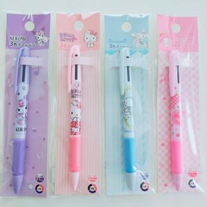 【サンリオ】3色ボールペン0.7mm《4本》バラ売り不可《新品未開封》