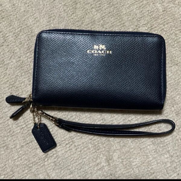 COACH コーチ リストレット 財布 カード入れ ネイビー USED