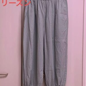 ★しまむら シーズンリーズン 裾絞りパンツ サルエルパンツ ミントグリーン L