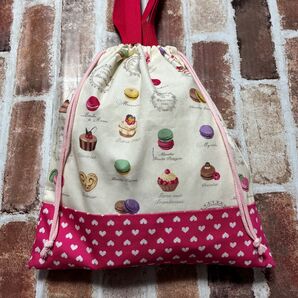 ハンドメイド スイーツ マカロン 体操着袋 お着替え袋④