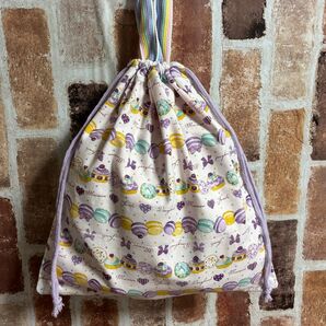 ハンドメイド マカロン スイーツ 体操着袋 お着替え袋