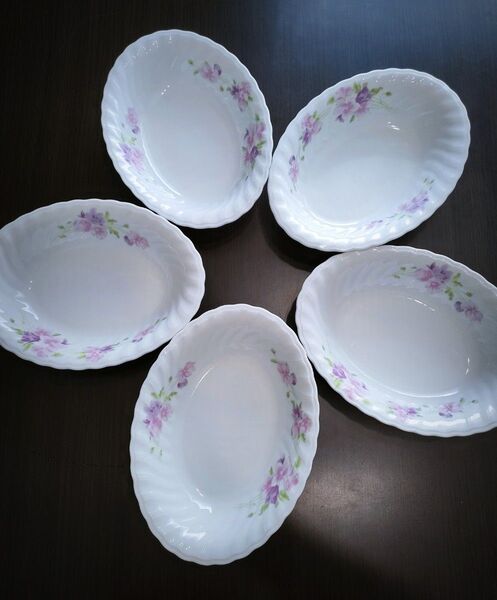 【5皿セット】カレー皿 パスタ皿 オーバル 磁器 ノリタケ風花柄 プレート 洋食器