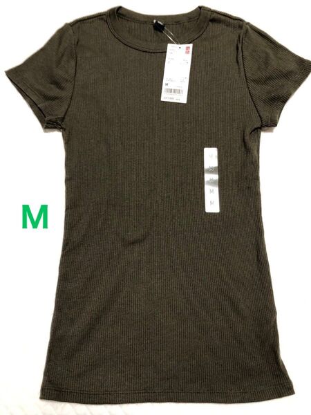 ユニクロ クルーネックTシャツ M ダークグリーン タグ付き未使用