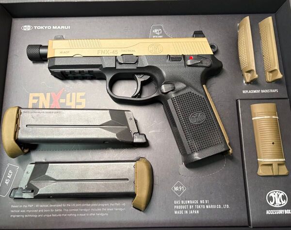 東京マルイ FNX-45 Tactical ガスブローバックガン FDE 、ブラックキメラカスタム 美品