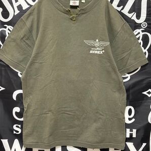 ★アビレックスAVIREX ヘンリーネックTシャツ オリーブMサイズ