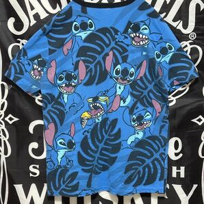★ディズニースティッチ /プリント Tシャツ/ブルーMサイズ