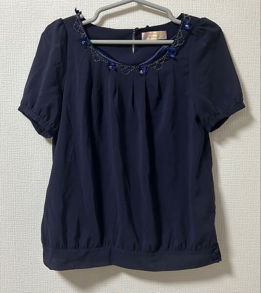 MINIMUM MINIMUM♪ ビジューとリボンのシフォンカットソー M トップス