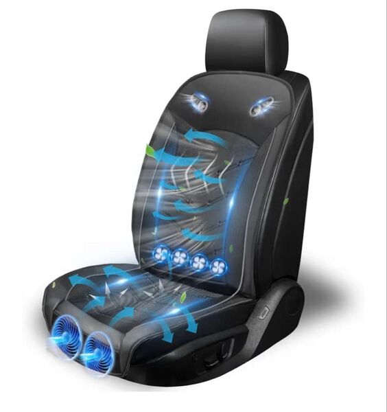 カーシートクーラー シート 大型ファン2枚 強力ファン4枚 DC12V/24V クールシート カーシート 簡単取付