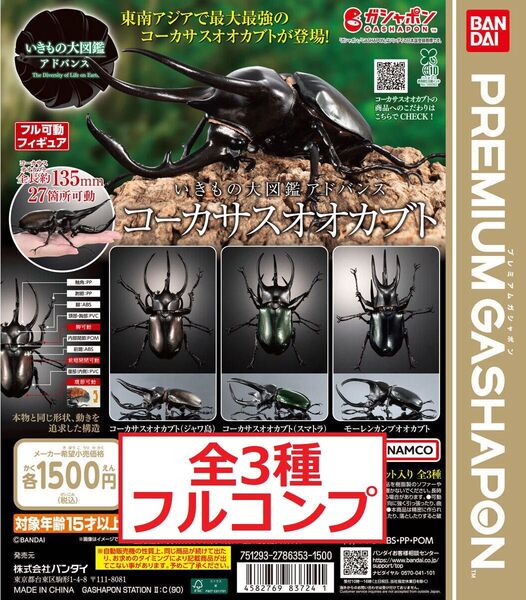 いきもの大図鑑アドバンス コーカサスオオカブト 全3種 ガチャ フィギュア カブトムシ 昆虫 プレミアムガシャポン L