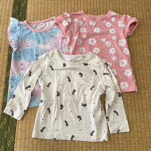 ウサギ柄・花柄・夢かわのTシャツ3枚セット