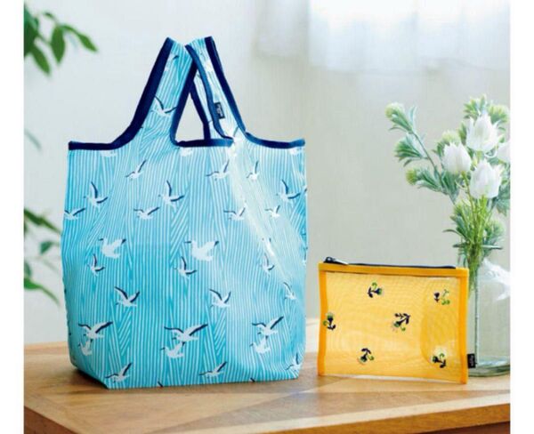 リンネル 6月号増刊 付録 幸せモチーフのエコバッグ&刺繍メッシュポーチ